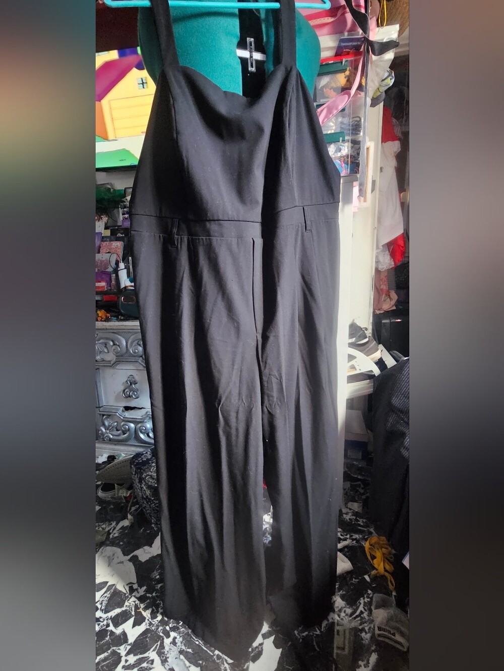 Black Wide-Leg Jumpsuit with Straps